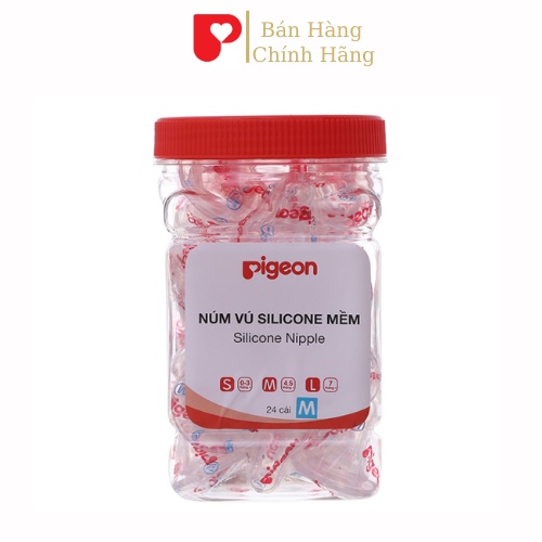Núm Vú Pigeon Cổ Hẹp Hủ 24 Núm Ti Cho Bé Tiêu Chuẩn Dùng Cho Bình Sữa Cổ Hẹp