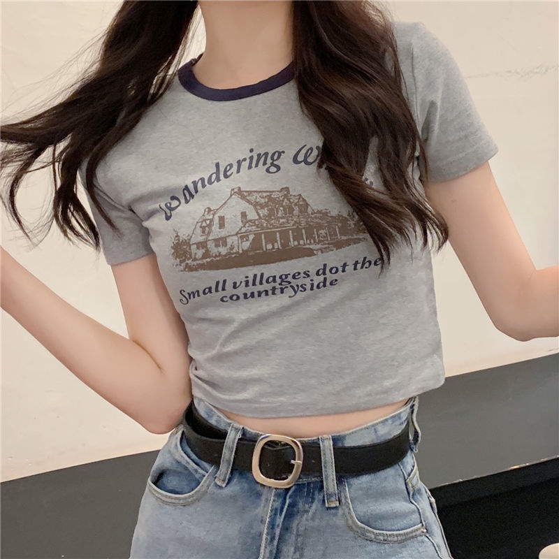 Áo Thun Tay Ngắn In Họa Tiết Dễ Thương Phong Cách Hàn Quốc Thời Trang Mùa Hè Cho Nữ