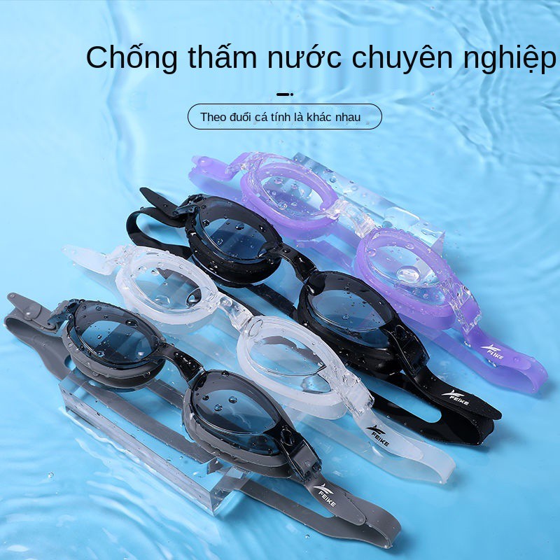 Kính bơi chống nước và sương mù độ nét cao dành cho nam nữ có khung lớn người cận thị phẳng với lặn