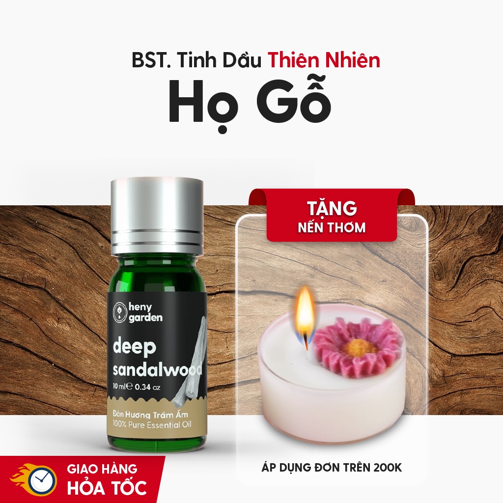 6 MÙI Tinh Dầu Thiên Nhiên Họ Gỗ Làm Thơm Phòng, Giúp Định Tâm HENY GARDEN