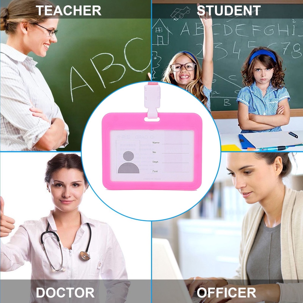 Bao đựng thẻ ID với dây đeo vai trong suốt 4x3 inch nhiều màu có thể tái sử dụng