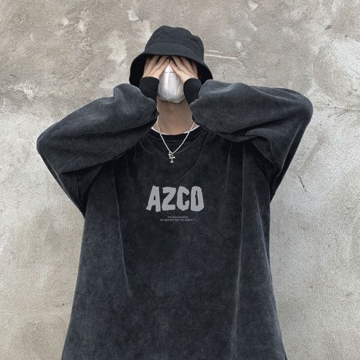 Áo Sweater Cotton Cổ Tròn Dáng Rộng Thời Trang Retro Dành Cho Nam