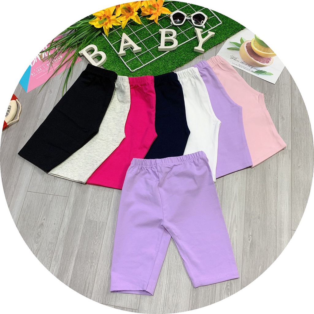 Quần Legging Bé Gái Lửng Thun Cotton Xuất Xịn Co Giãn Mềm (21-40kg)