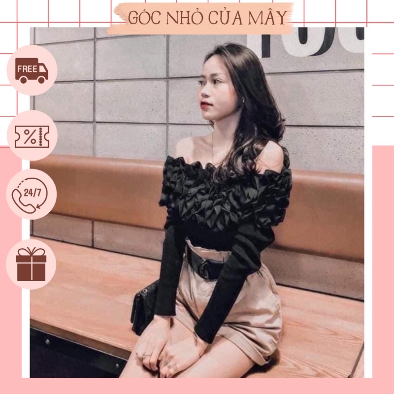 Áo len trễ vai bèo ngực phong cách trẻ trung sexy thu đông - GNCM