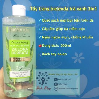 Nước tẩy trang 3 in1 Bielenda trà xanh (kèm bill)