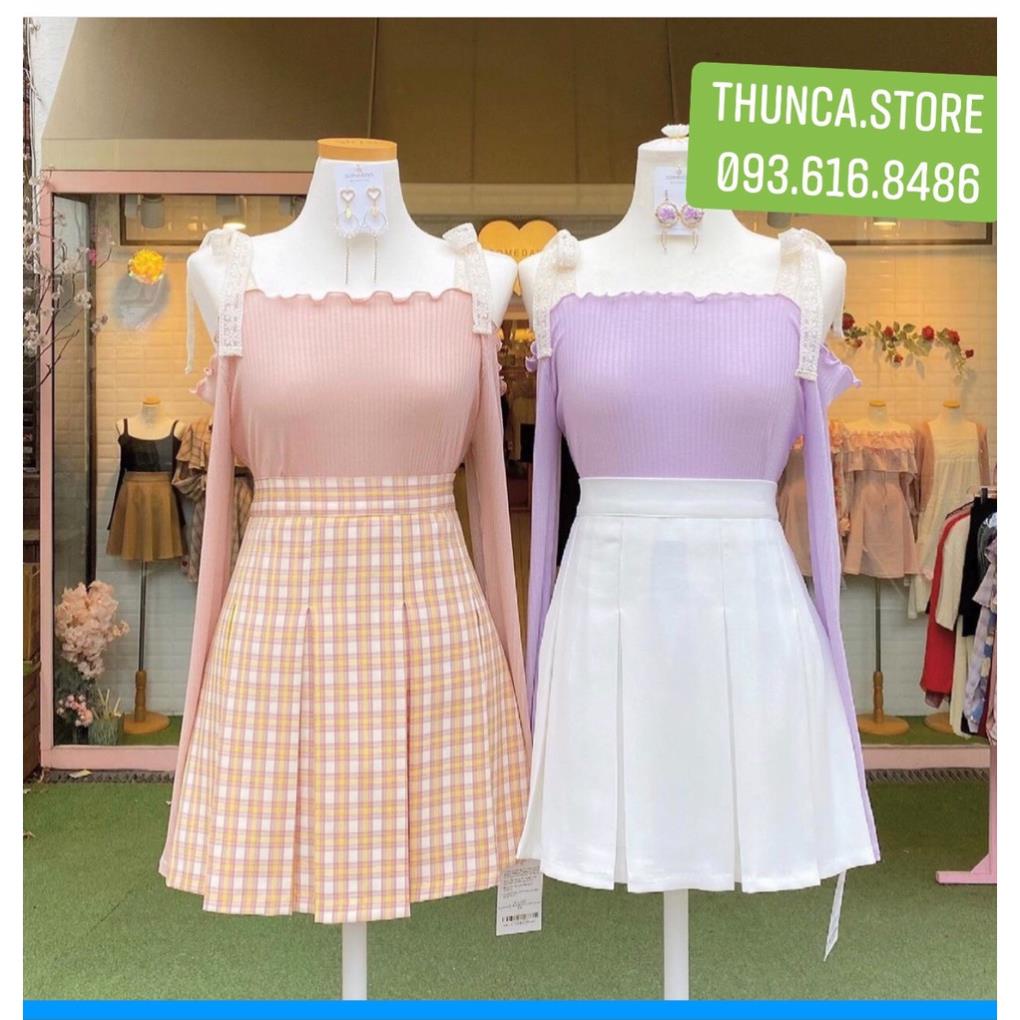 [hot] Áo trễ vai tay dài Phối Ren Hoa Phong Cách Hàn Quốc, áo bẹt vai tay dài cột nơ vai dây ren . | BigBuy360 - bigbuy360.vn