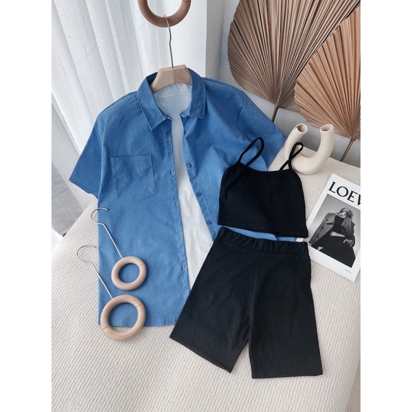 set vest sọc 3 món cập bến