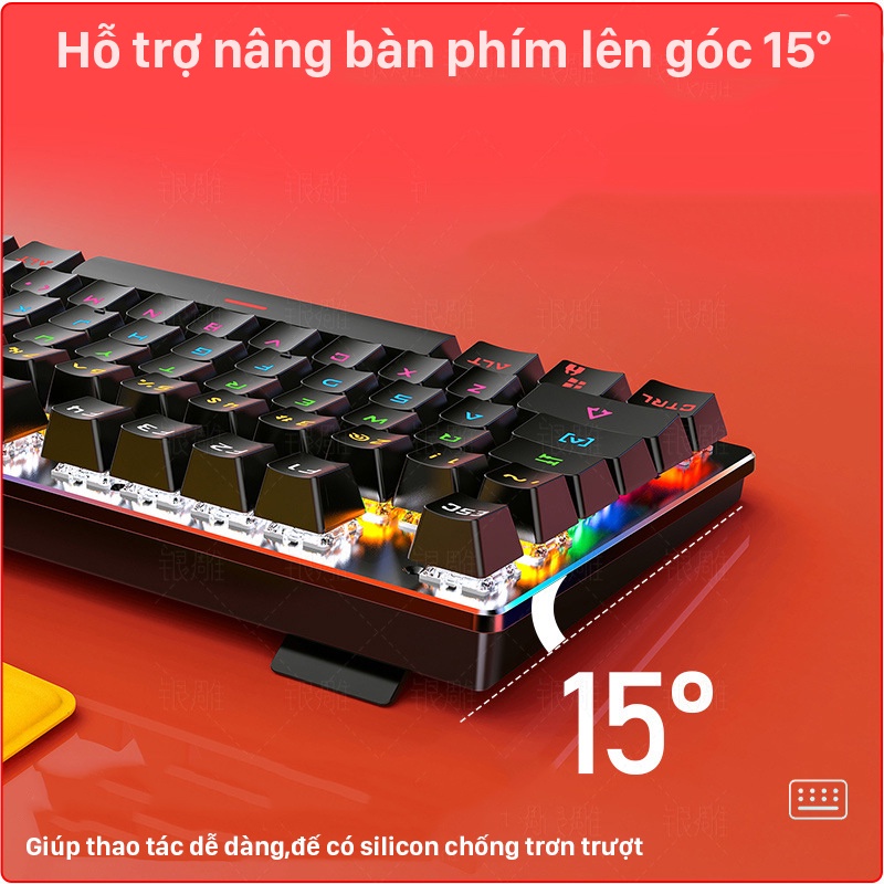 Bàn Phím Cơ Gaming K400 Chống Nước, Tích Hợp Đèn Led Đồi 10 Chế Độ Nháy