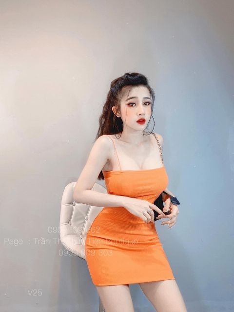 ( CAO CẤP ) ĐẦM BODY HAI DÂY KHOE DÁNG THUN BORIP XỊN