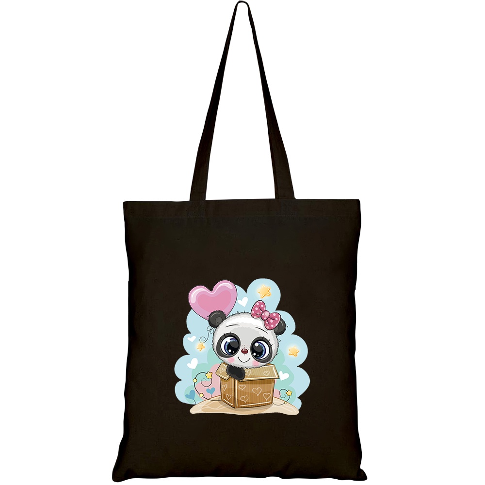 Túi vải tote canvas HTFashion in hình birthday card cute panda balloon HT400