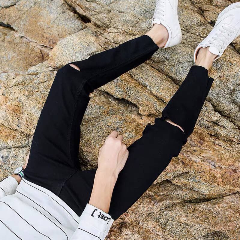 Quần bò nam đen MALTRIK, quần jean đen ống côn rách gối, quần bò ống côn nam, quần bò nam rách gối hottrend 2022 | BigBuy360 - bigbuy360.vn