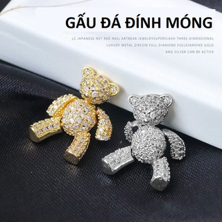 Charm gấu đá chuyển động đính móng