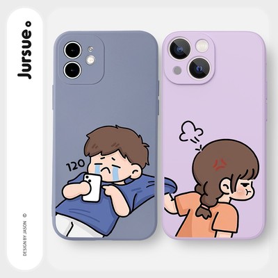 Ốp lưng JURSUE hoạt hình cặp đôi dễ thương đẹp Cho iPhone 17 16 15 14 13 12 11 Pro Max SE 2020 X XR XS ip 8 7 Plus kute Y2287