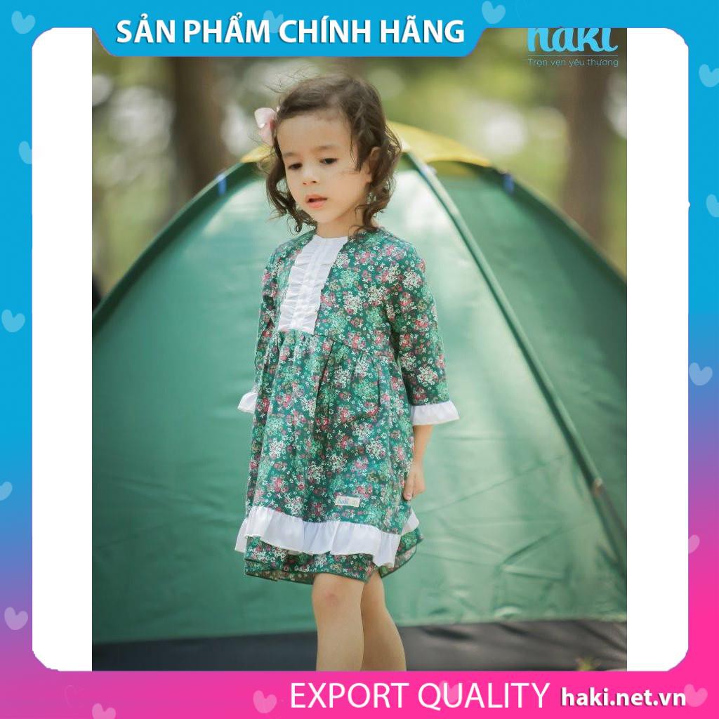 Đầm bé gái_Váy Cinderella-Hoa nhí xanh HK485, váy thiết kế bé gái HAKI