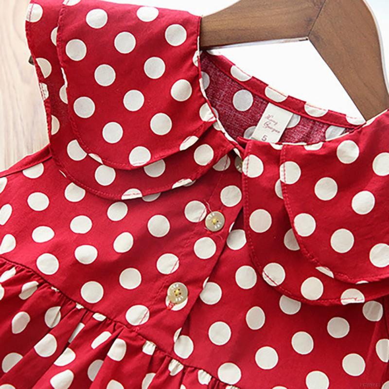 Đầm sát nách chấm bi cho bé gái