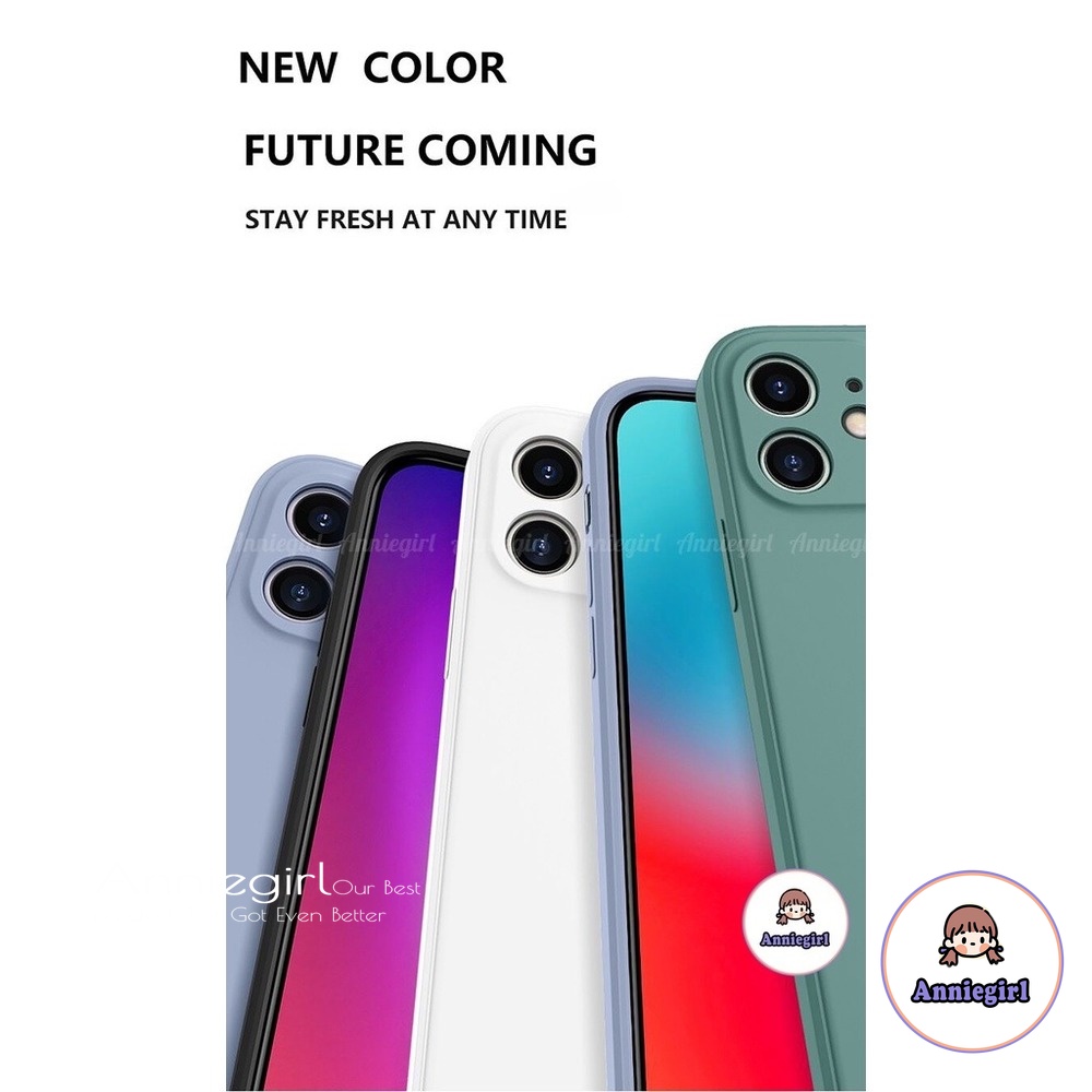 Ốp điện thoại silicon mềm dáng vuông màu trơn bảo vệ camera cho iPhone 12 11 Pro Max X Xs Max XR 6 8 7 Plus SE 2020