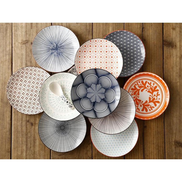 Đĩa sứ phong cách Nhật Bản, đĩa gốm trang trí tròn 6inch cao cấp - phụ kiện phòng ăn