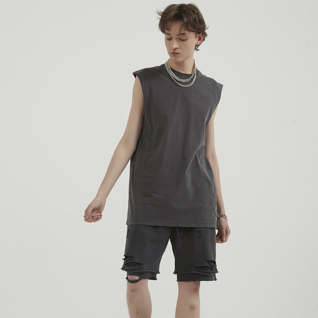 Áo Ba lỗ nam nữ DECAO Vải Mài form Oversize Basic