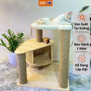 Trụ cào móng cho mèo bằng gỗ PETTO cây cào móng cho mèo có hộc xinh xắn giúp mèo vui chơi giảm stress CH019