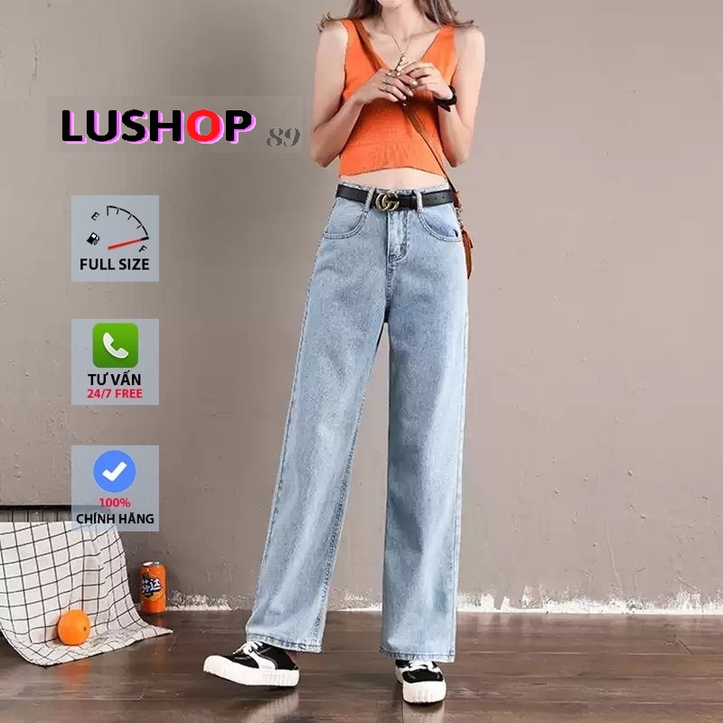Quần jean bò ống rộng quần jean bò ống suông jeans nữ lưng cao cạp cao quần nữ đẹp hot QT07 lushop89 | BigBuy360 - bigbuy360.vn