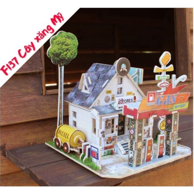 Mô hình nhà gỗ lắp ráp 3D theo khớp - Phong cảnh kiến trúc Mỹ F136 F137 F138 F139