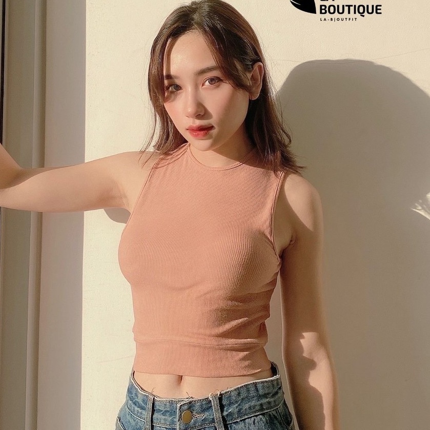 Áo croptop 3 lỗ nữ sát nách La Boutique thun gân