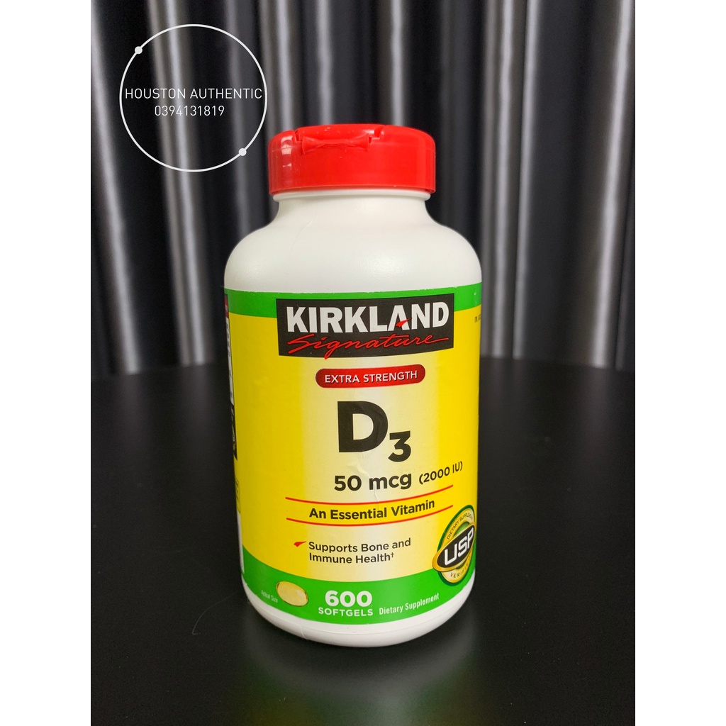 Viên Uống bổ sung Vitamin D3 2000IU 50mcg Kirkland 600 viên _ Live mua hàng tại Mỹ