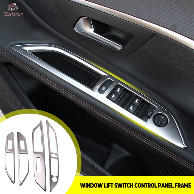 Bộ 4 khung bọc công tắc điều khiển cửa sổ xe hơi cho Peugeot 3008 GT 5008 GT 2017 2018