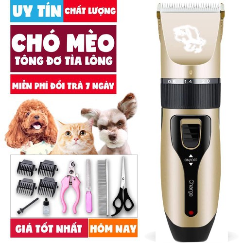 Tông đơ cắt lông chó mèo Kemei KM–1051, Máy cắt tỉa lông thú cưng tiếng ồn thấp, Bộ phụ kiện chăm sóc thú cưng
