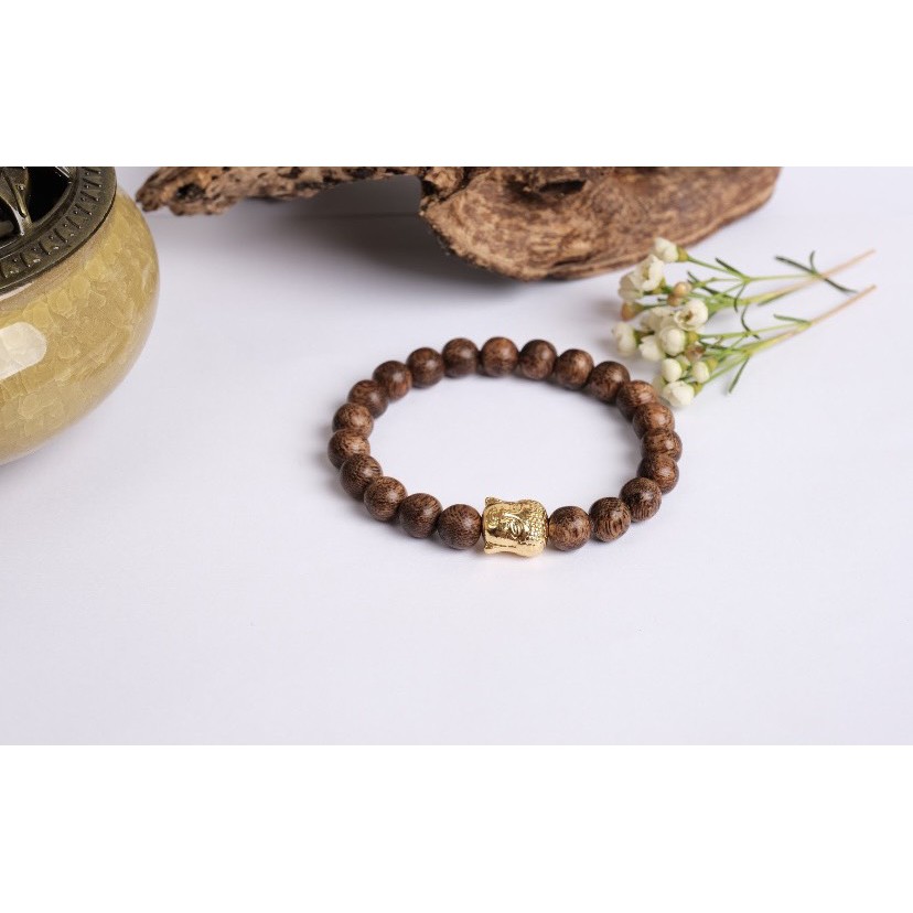 Vòng Tay Trầm Hương Kỳ Gia 8 Li 21 Hạt Phối Charm May Mắn Tài Lộc