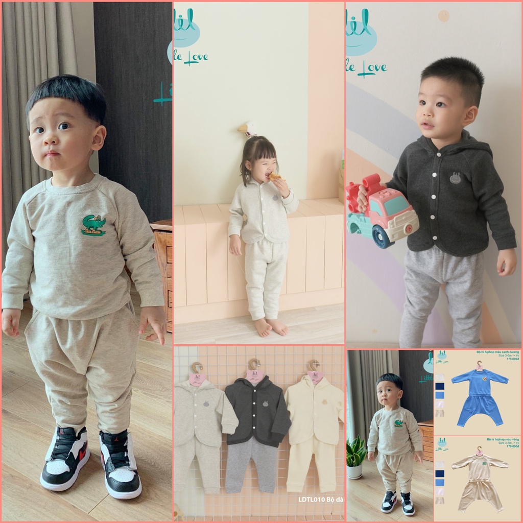 Bộ nỉ lông Lil Little Love dành cho bé trai bé gái thời trang thu đông cao cấp dày dặn
