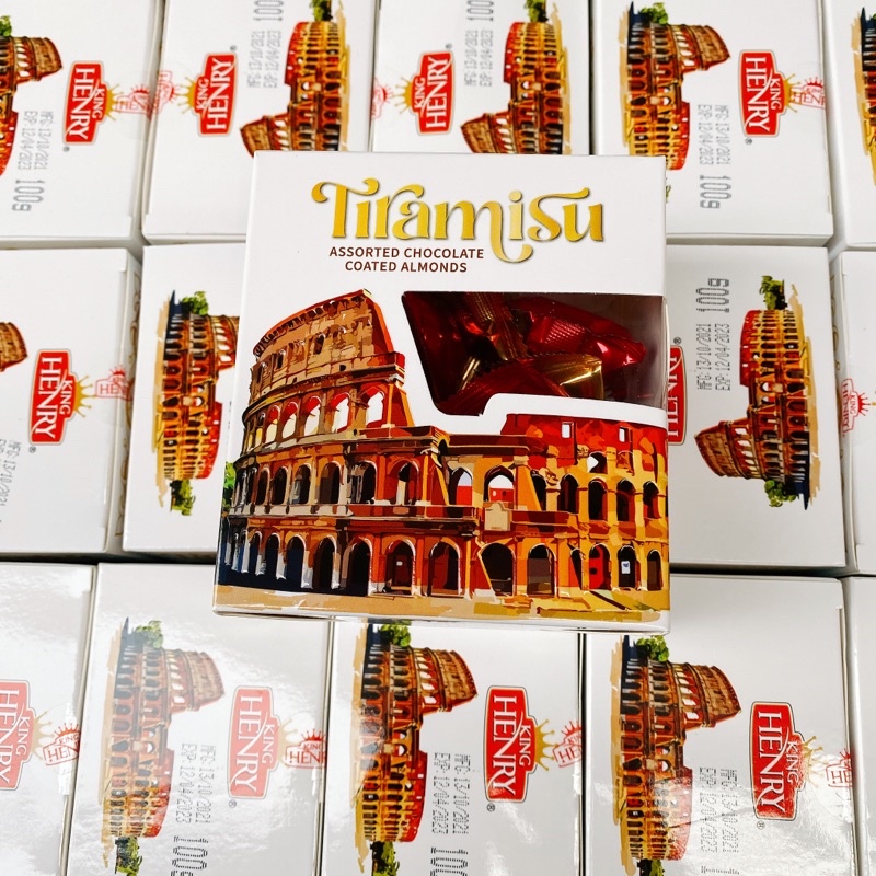 Hộp socola 🍫 Hạnh nhân Tiramisu King Henry 90gram. Date 04/2024
