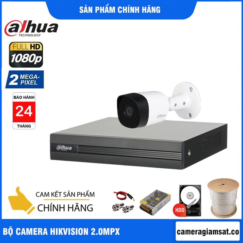 FREESHIPBỘ CAMERA GIÁM SÁT DAHUA 2.0MP, FHD 1080P - BỘ [1/2/3/4] CAMERA, KÈM ĐỦ PHỤ KIỆN - HÀNG CHÍNH HÃNG DSS