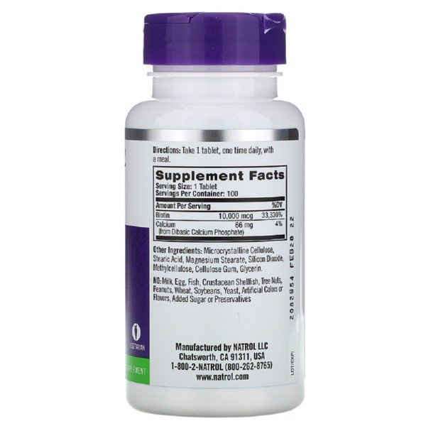 Viên Uống Mọc Tóc Natrol Biotin 10000 Mcg 100 Viên Của Mỹ