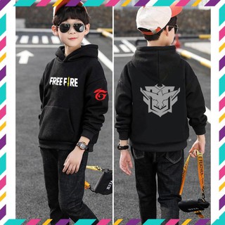 SALE SỐC- SALE- Áo Hoodie  Bé Trai Màu Đen Game Free Fire Dầy Ấm Loại Áo Khoác Chui Đầu Game Mới - độc đẹp