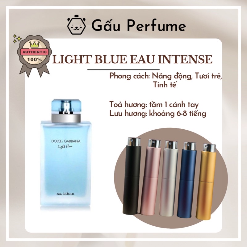 Mẫu thử nước hoa chính hãng D&G Light blue eau intense (Intense nữ) 10ML