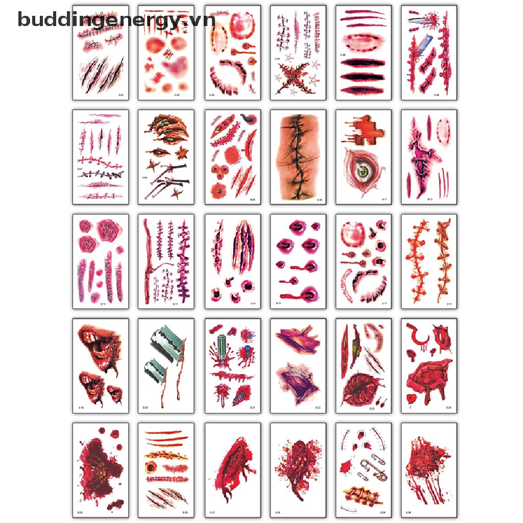 {BUDDI} Hình Dán Vết Thương Giả Máu Tạm Thời Hóa Trang Halloween Chống Thấm Nước {BUDDI}