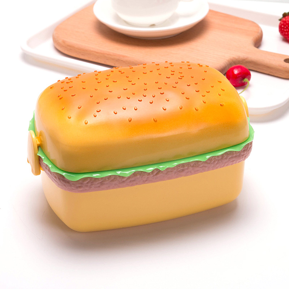 Hộp Đựng Cơm Trưa Hình Bánh Hamburger Dễ Thương