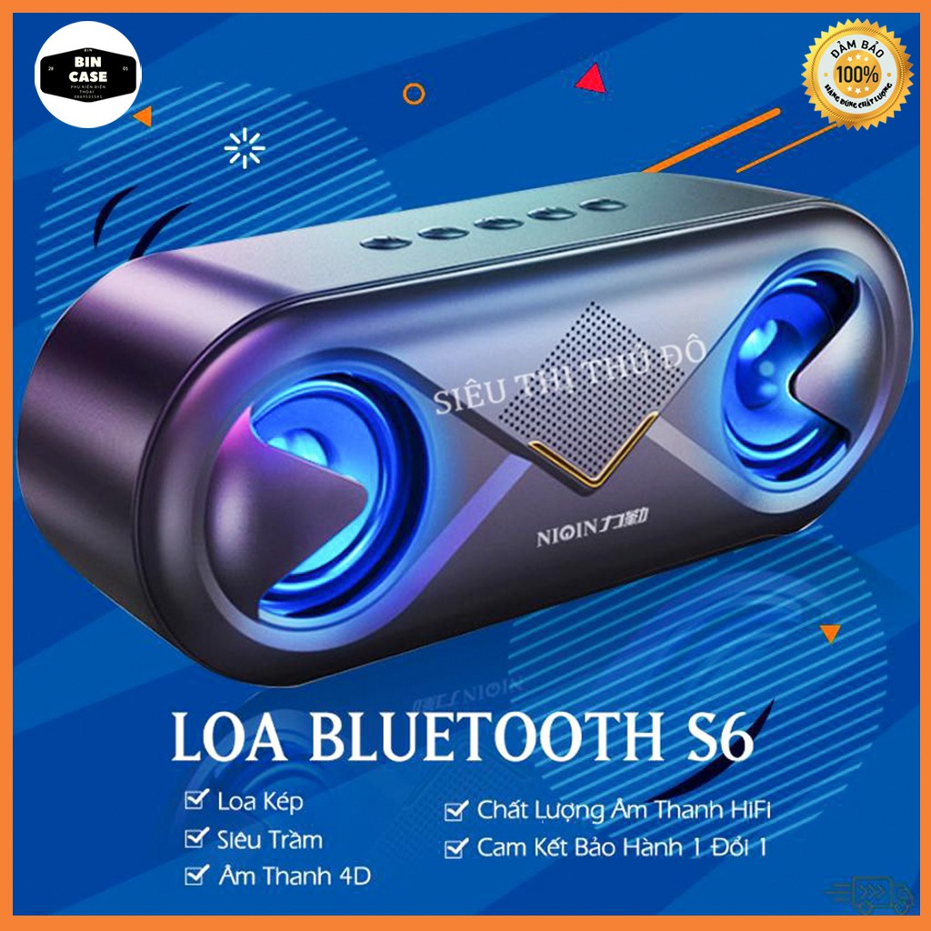 Loa Bluetooth Không Dây S6 SUPER BASS 4D Cao Cấp Phiên Bản Nâng Cấp NIQIN S6 - Wireless Bluetooth 5.0 Speaker