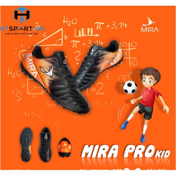 Giày bóng đá, đá banh Trẻ Em Mira Pro Kid, Giày đá bóng sân cỏ nhân tạo chính hãng nhiều màu, Mira