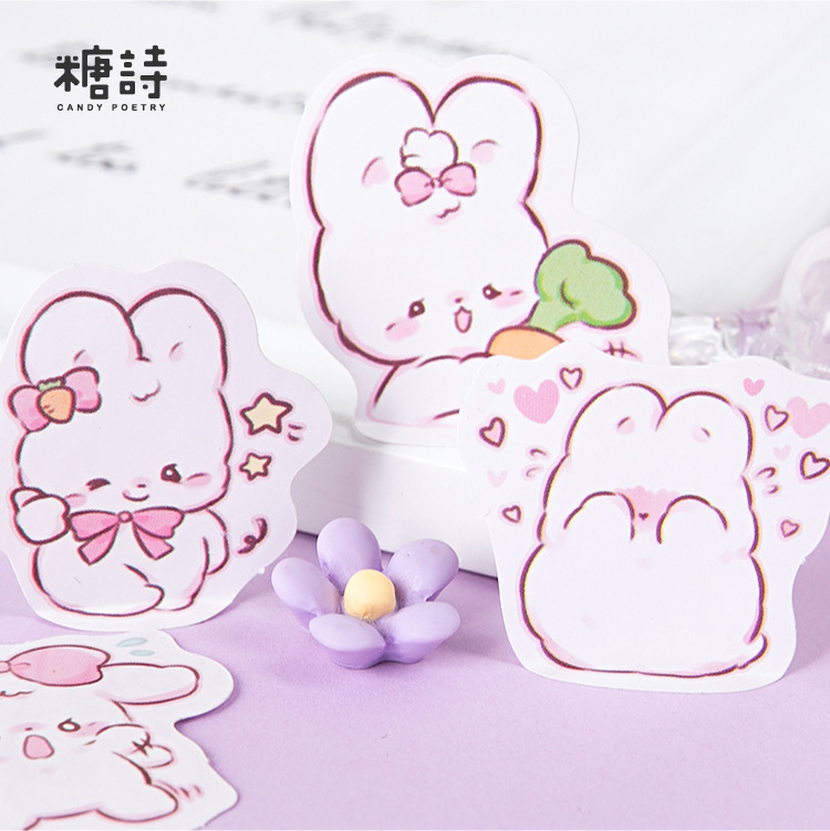 Hộp 45 Hình Dán Trang Trí Hình Thỏ Đáng Yêu