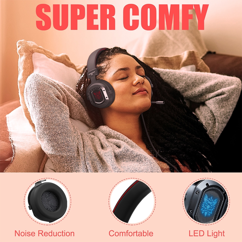 ONIKUMA K3 Tai Nghe Chơi Game RGB Color Breathing Light 4D Stereo Sound Heavy Bass Gaming Headphone with Mic