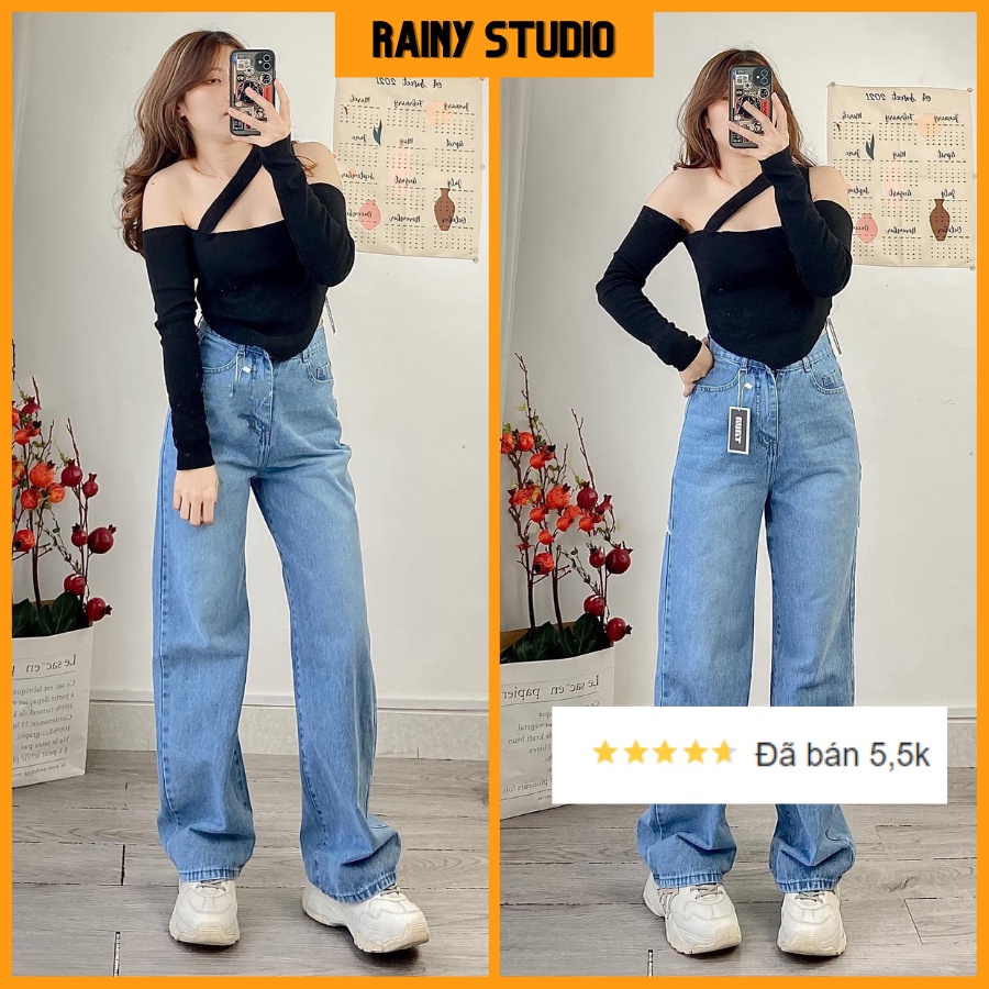 Quần jean nữ ống rộng lưng cao dễ phối đồ MX230 | Shopee Việt Nam
