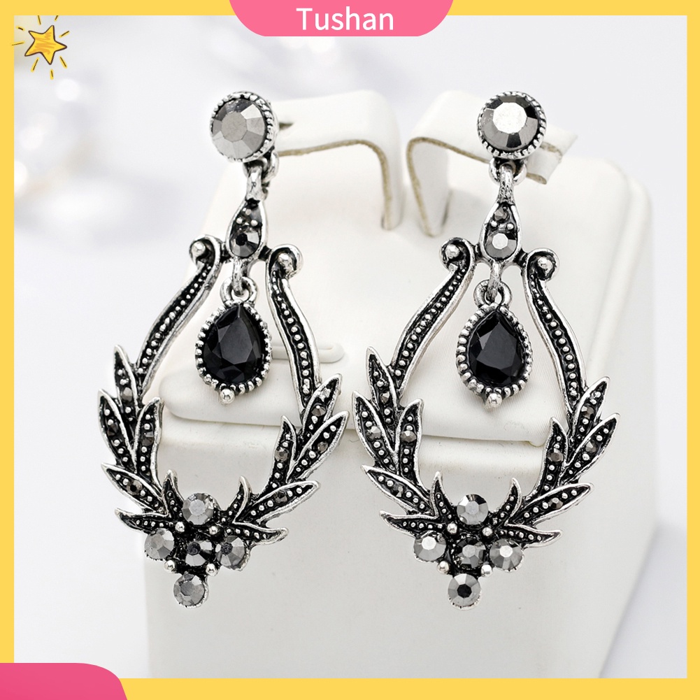 Khuyên tai hình chiếc đá đính đá quý kiểu dáng cổ điển sang trọng cho nữ