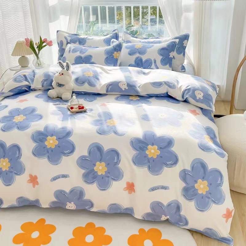 Bộ chăn ga gối Cotton Poly TKN STORE ,Drap giường Hàn Quốc miễn phí bo chun ga giường bọc đệm