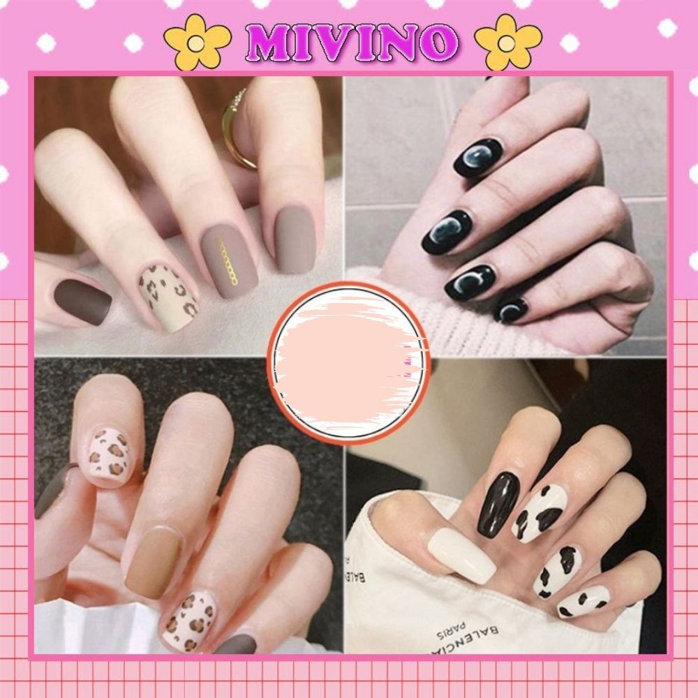 Bộ 24 Móng tay giả Mivino nail giả thời trang nhiều màu cao cấp MG11