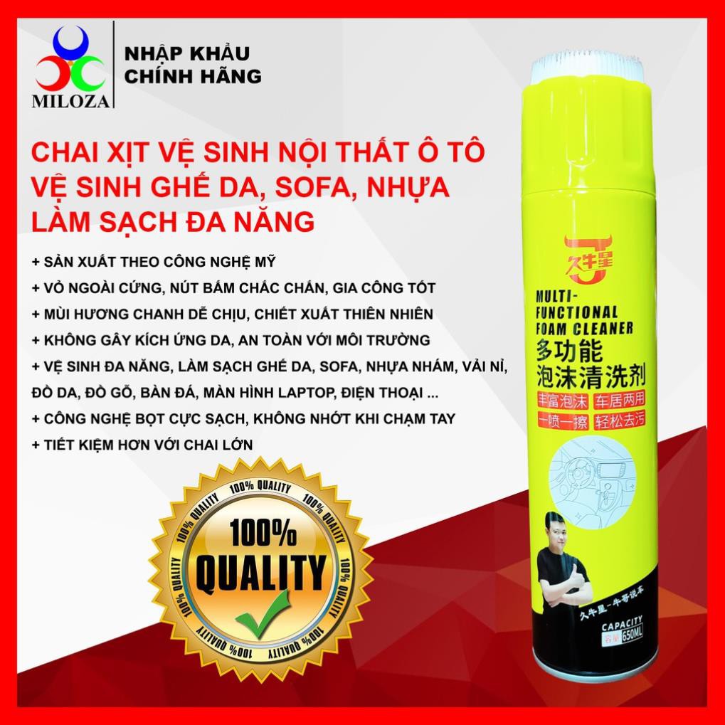 [FREESHIP] Chai Xịt Vệ Sinh Nội Thất Ô Tô, Dung Dịch Làm Sạch Ghế Da, SOFA, Nhựa Nhám, Đa Năng - JNX FOAM CLEAN - SEFARI