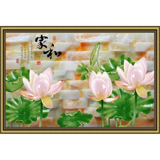 Tranh dán tường 3D VTC Hoa sen Lunawall-0226K kim sa