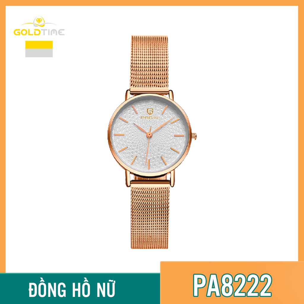 (Siêu Sang) Đồng Hồ Nữ PAGINI PA8222 Dây Thép Không Gỉ + Tặng Kèm Pin