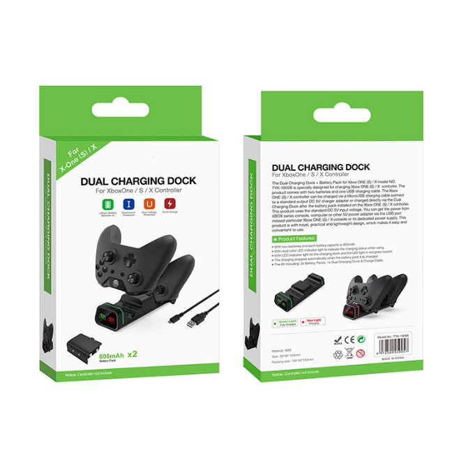 Dock, đế sạc cho tay cầm Xbox one, pin sạc xbox one S, xbox Elite - Bộ kèm dock và 2 pin sạc cao cấp